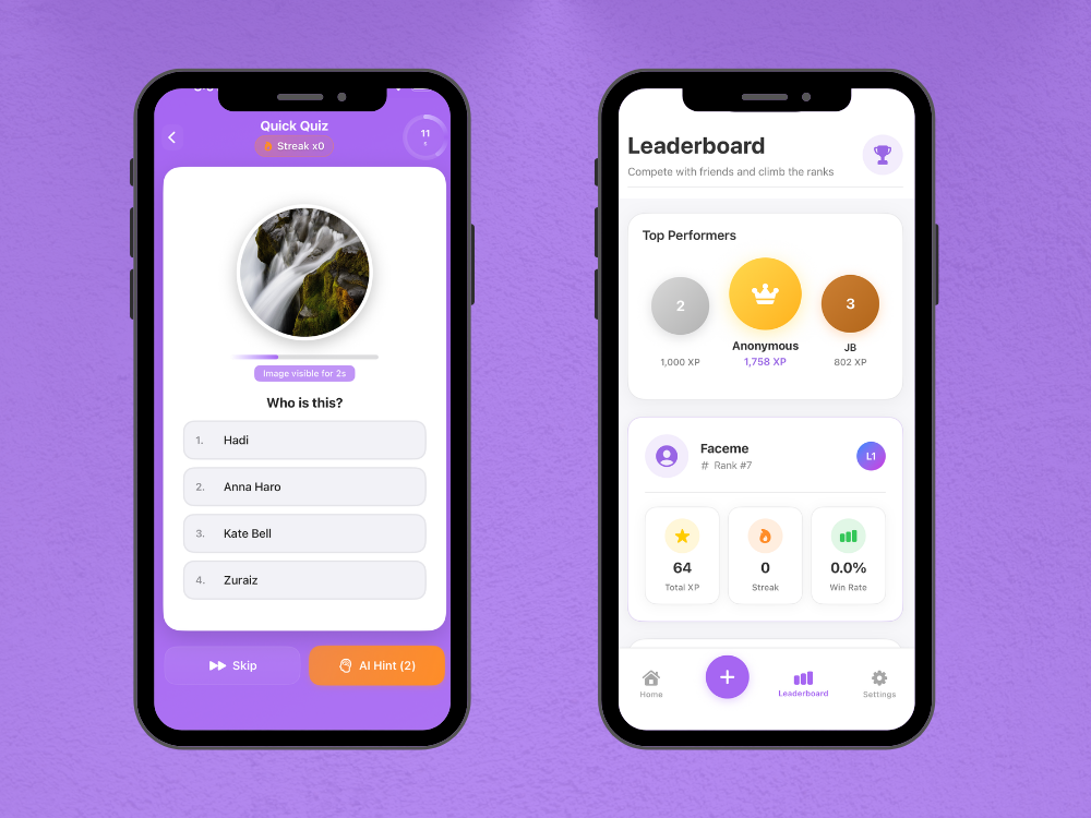 FaceMeQuiz screen